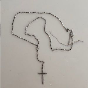Urban Outfitters Silver Long Chain Cross Necklace
